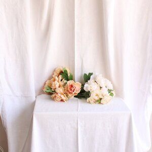 Vintage 1950s 1960s Tablecloth, Large, White Leaf Cotton Damask Rectangular